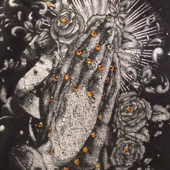 Bulzeye Black Label Couture T-Shirt Unconditional Love Rhinestones Bling Pray XL - Picture 11 of 12